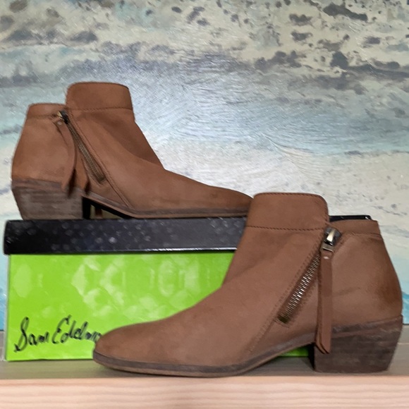 SAM EDELMAN Packer Leather Ankle Bootie Tan size 5 GUC - Picture 3 of 12